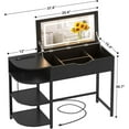 thumbnail image 4 of Homieasy Makeup Vanity Desk with Flip Top Mirror and Lights, 2-in-1 Modern Vanity Table with Charging Station and Side Storage Shelves, Space Saving Dressing Table for Small Spaces, Black, 4 of 10