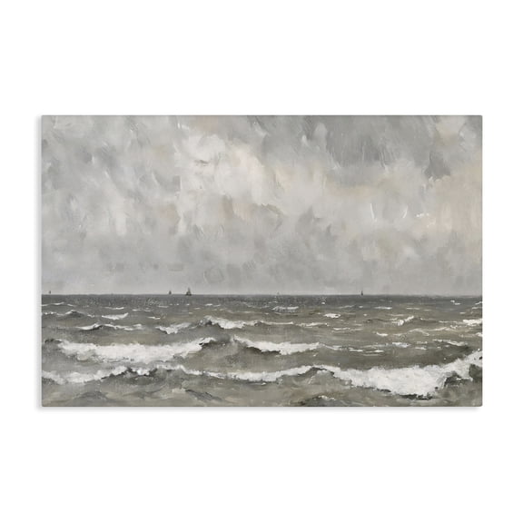 Stupell Industries Coastal Stormy Ripples at Sea Canvas Art, 24 x 16, by Jacky Ngan
