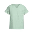thumbnail image 3 of Yifymode Unisex V Neck Short Sleeve Medical Scrub Top, Three Pockets Lightweight Breathable Work Top Mint Green S, 3 of 4