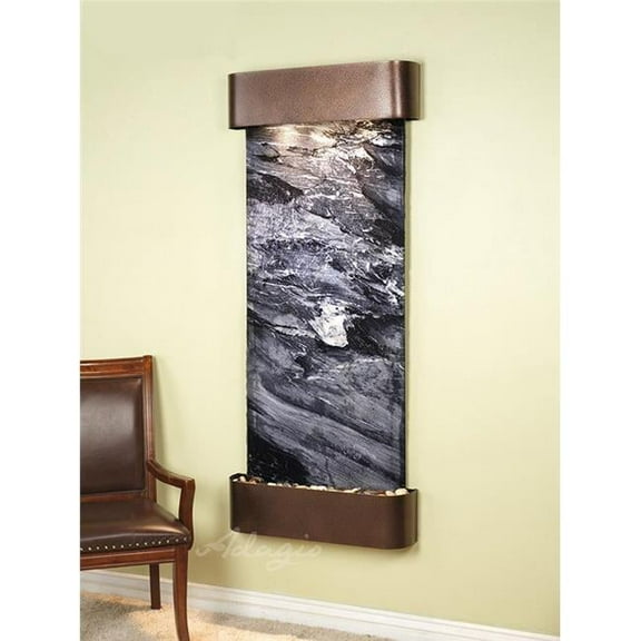 Inspiration Falls Round Copper Vein Black Spider Marble Wall Fountain