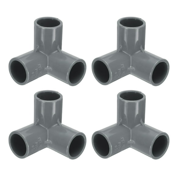 Uxcell 3 Way Pipe Fittings, 1/2 Inch Furniture Grade Elbow Pipe Connector, 90 Degree Elbow Side Outlet Fittings for Build Furniture DIY Garden Shelves (4 Pack), Grey