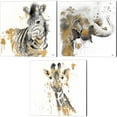 thumbnail image 1 of Great Art Now Water Zebra, Elephant & Gifaffe with Gold by Patricia Pinto 3 Piece Canvas Art Set Each 14"W x 14"H, 1 of 5