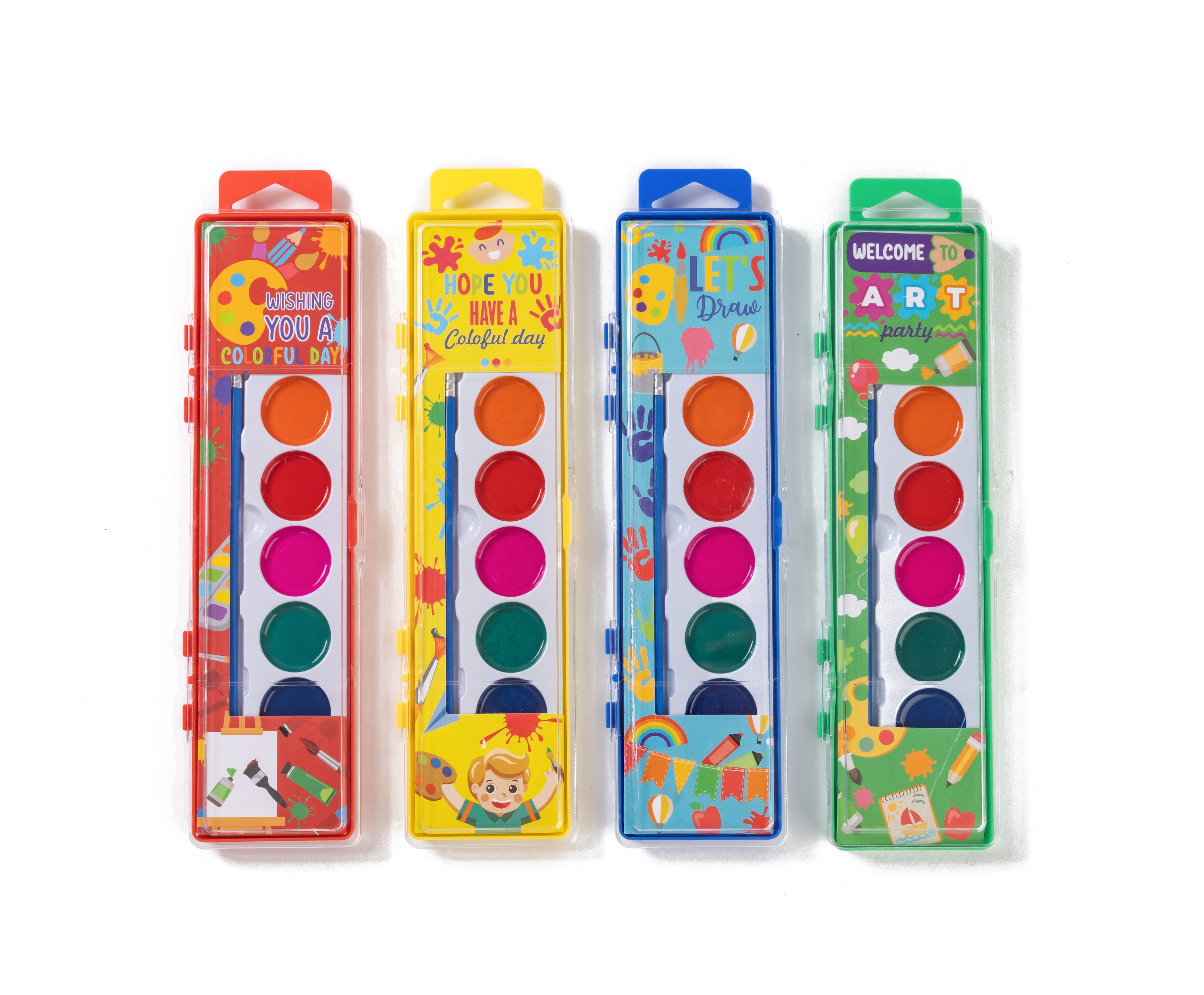 Way To Celebrate 8-Color Watercolor Paint Set Party Favors for Kids, 4 Count with Paintbrush
