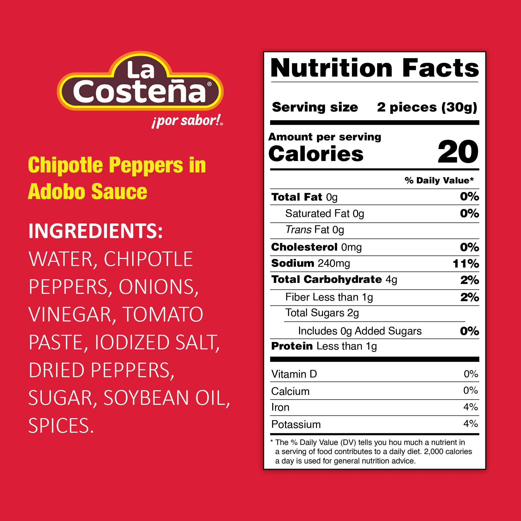 (4 pack) La Costeña Chipotle Peppers in Adobo Sauce, 12 oz