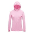 thumbnail image 5 of Delayuji Womens Coat Solid Color Hooded Sun Protection Long Sleeve Jacket Lightweight Ice Silk Sports Outdoor Zipper Jacket, 5 of 6