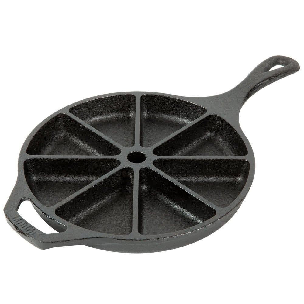 Cast Iron Scone and Cornbread Pan for 8 Wedge Shaped Bakes Comes with Oven Mitts by KUHA Silicone Trivet and Oil Brush