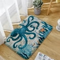 Dengjunhu Ocean Theme Bath Mat Blue Turtle Octopus Seahorse Non Slip