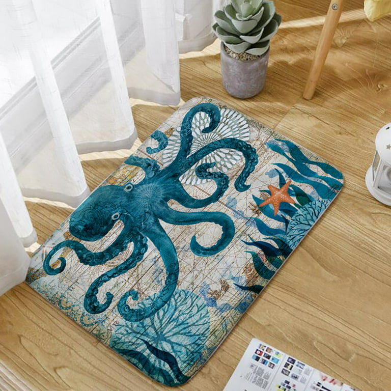 Hariumiu Octopus Home Turtle Seahorse Floor Decor Kitchen Bathroom Whale Mat Anti-slip