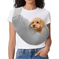 Uxcell Dog Sling Carrier for Small Dogs and Cats Up to 16.5 Lbs, Breathable Mesh with Pocket Pet Sling Carrier Safety Harness, (Gray, 1 Pcs) Intended for Outdoor / Camp / Travel