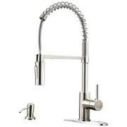APPASO Modern Spring Commercial Pull Down Kitchen Faucet Brushed Nickel 163BN