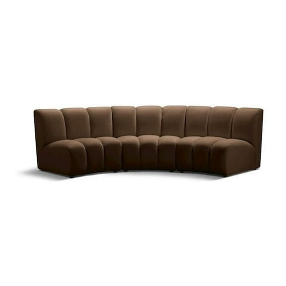 Meridian Furniture Infinity Brown Velvet 3pc. Modular Sectional