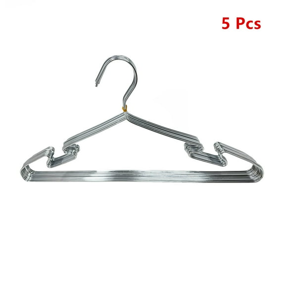 5 Pcs of Stainless Steel Wire Coat Hangers, Strong Heavy Duty Hangers for Clothing, Coats, Shirts, Jackets, Suits, Garments, Lingerie, Dresses, Pants, Jerseys