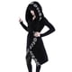 thumbnail image 3 of Puntoco Chaqueta de punto negra con capucha y estampado punk de manga larga para mujer, abrigo de talla grande Puntoco Puntoco-6437, 3 of 9