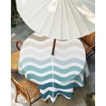 thumbnail image 3 of Outdoor Tablecloth with Umbrella Hole, Teal Brown Ombre Spillproof Waterproof Outdoor Table Cover, Modern Art Gradient White Geometric Patio Tablecloths for Party/Garden/Picnic, Round 60 inch, 3 of 9
