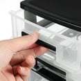 thumbnail image 4 of Minicaja de plástico transparente con 3 cajones para escritorio, organizador de cosméticos y artículos diversos (negro y transparente)., 4 of 6
