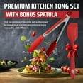 thumbnail image 5 of Kaluns Silicone Tongs Utensils for Cooking with Spatula - 4 Pcs Kitchen Tongs & Tong Set, Heat Resistant Non-Slip Serving Utensils - Red, 5 of 7