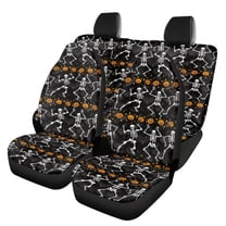 Renewold Skeleton Pumpkin Bat Car Seat Cover for Women Men, Non-Slip Front and Rear Split Bench Protector Funny Halloween Auto Accessories Universal Fit Most Vehicles