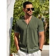 thumbnail image 5 of COOFANDY Mens Button Up Short Sleeve Knit Shirt Resort Wear for Men Vintage Old Money Shirt, 5 of 8