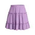 thumbnail image 4 of NAISIBABY Girls Tiered Skirt, High Rise Casual Flowy A-Line Ruffles Summer Pleatd Mini Skirt Purple Size 10-12, 4 of 6