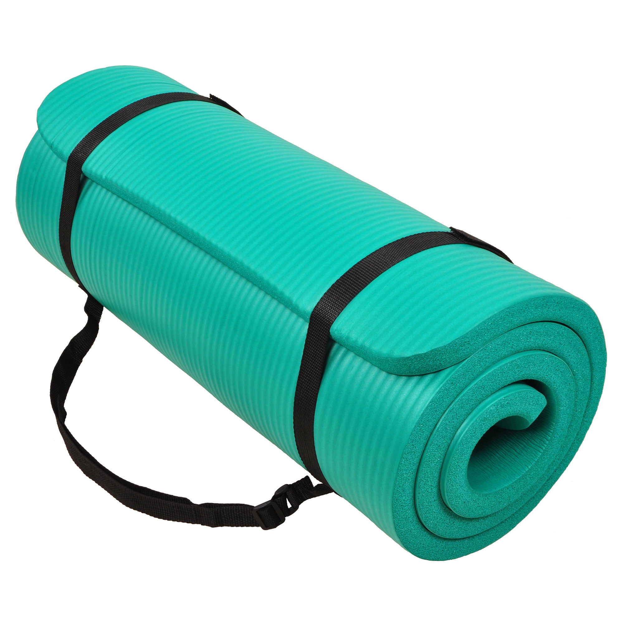 BalanceFrom All Purpose 1 Inch Extra Thick High Density Anti Tear Exercise Yoga Mat with Carrying Strap Green Walmart