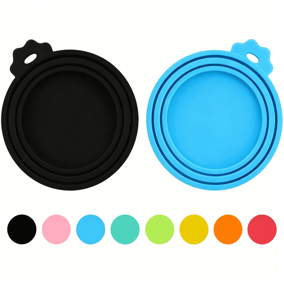 ACDANC 2 Pack Pet Food Can Covers,Silicone Universal Can Lids for Dog&Cat Food,Bpa Free,One Fit Most Standard Size Food Cans Black/Blue
