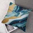 thumbnail image 7 of Acheng Turquoise Marble Pillow Cover Abstract Blue Teal Ripples of Agate Ocean Swirls Ink Art Luxury Farmhouse Decorative Throw Pillow Cover Square Cushion Case for Home Sofa Couch Decor 18x18in, 7 of 7