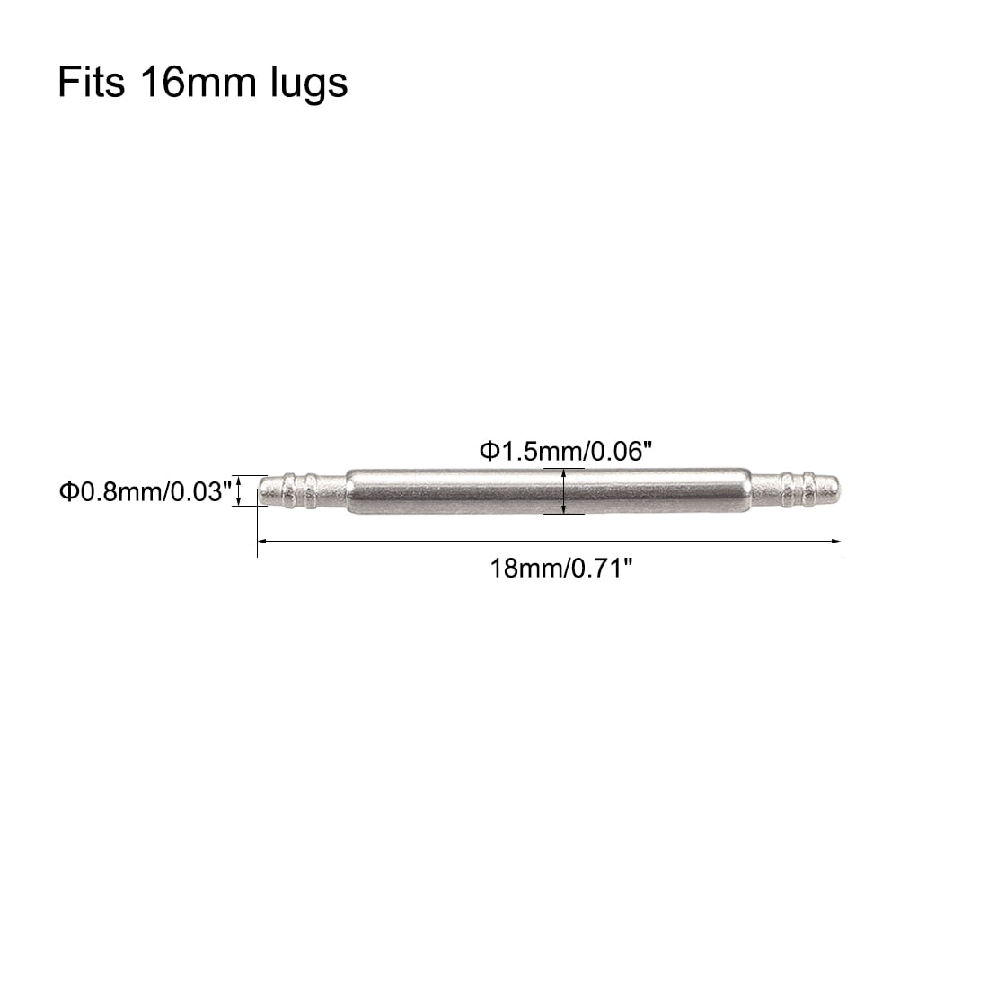 Unique Bargains Spring Bar Pins Stainless Steel Watch Band Pins 8Pcs 0.63" x 0.06"