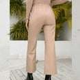 thumbnail image 7 of Women's Elastic High Waist Cropped Leather Pants Casual Loose Trousers Leather Straight Leg Wide Leg Pants, 7 of 7
