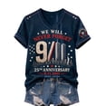 thumbnail image 2 of Never Forget 9/11 Memorial Shirt Women 25th Anniversary Tee 2001-2026 Patriotic Twin Towers Commemorative Short Sleeve V-neck Gift Tee for Patriot Day, 2 of 4
