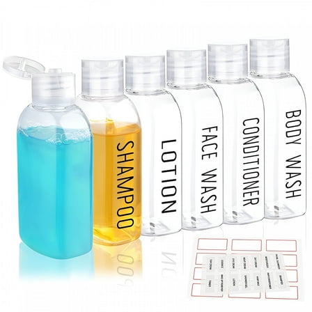 ACDANC Travel Bottles for Toiletries 6 Pcs 3.4Oz/100Ml Travel Size Containers Plastic Lotion Bottles Tsa Approved Leak Proof Squeeze Bottles with Flip Cap for Toiletries,Shampoo & Lotion