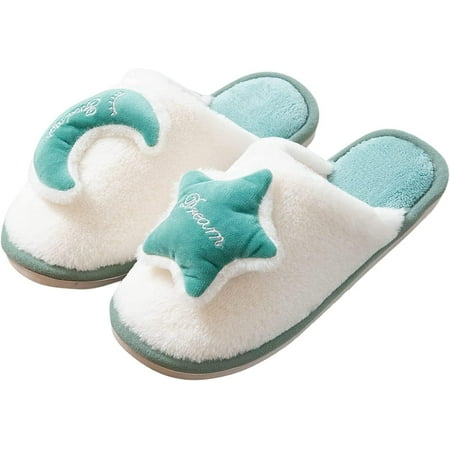 

shuwee Moon Stars Slippers for Women Men Memory Foam House Slippers Non-Slip Indoor Outdoor Winter Bedroom Shoes