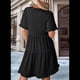 thumbnail image 4 of Vestido Informal de Mujer con Cuello en V, Corta, Corte A y Volantes, Color Negro, Talla L, 4 of 5