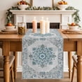 thumbnail image 2 of Retro Abstract Table Runner, Ethnic Style Flowers Cotton Linen Kitchen Table Decoration Washable Dining Tabletop Runners for Home Party Decor 13x108 Inches, 2 of 9