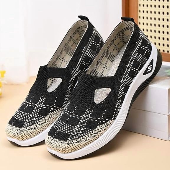Women's Woven Orthopedic Breathable Soft Shoes,Slip-on Comfortwear Lightweight Anti-Skid Sneakers, Slip on Sneakers Wide Width
