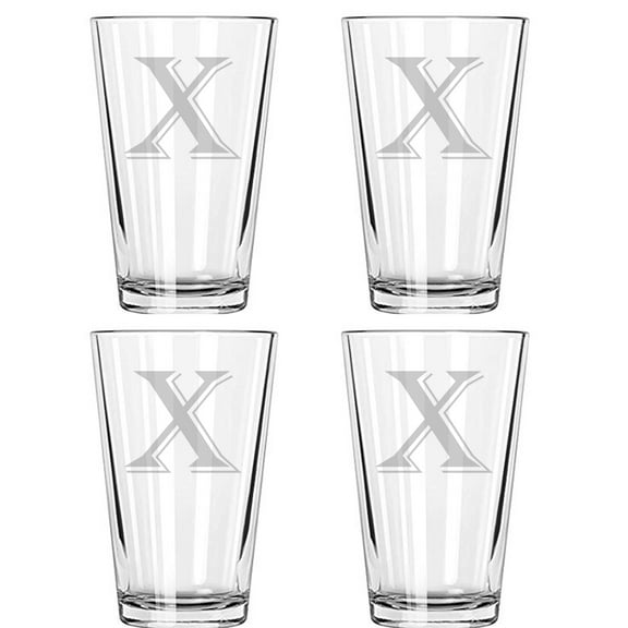 16OZ MONOGRAM BEER GLASS X SET OF 4