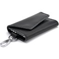thumbnail image 1 of QUETO Leather Key Case, Leather Key Pouch (Black), 1 of 5
