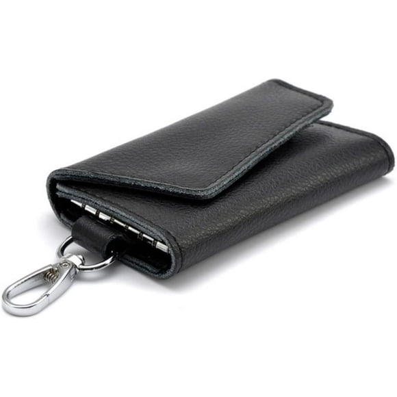 QUETO Leather Key Case, Leather Key Pouch (Black)