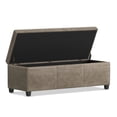 thumbnail image 4 of Avalon 48 inch Wide Transitional Storage Ottoman Bench in Distressed Smoky Grey Brown Vegan Leather, 4 of 11