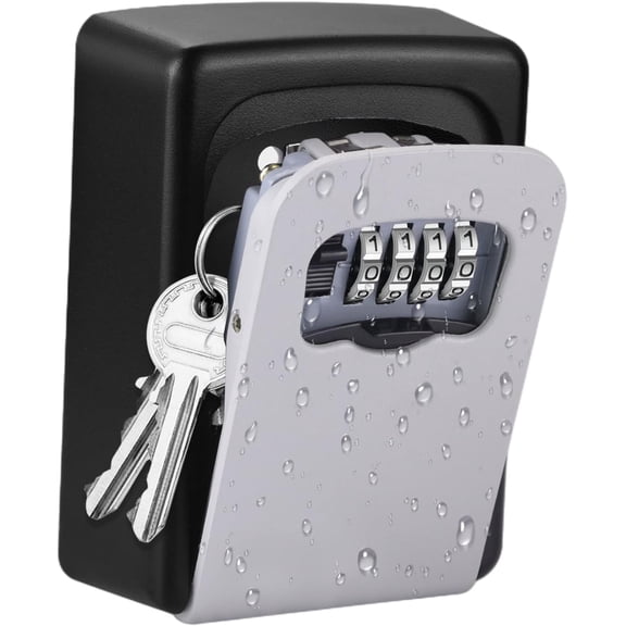 ® Key Lock Box, 4 Digit Combination Key Storage Lockbox, Waterproof Wall Mount Key Safe Box for Indoor, Outdoor, Home, Hotels, Airbnb and Schools Grey