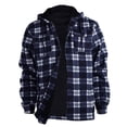thumbnail image 1 of Chaqueta Gary Com de franela a cuadros sherpa con forro polar azul marino 5XL para hombre, 1 of 8