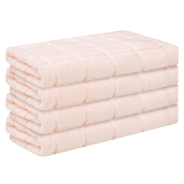 Toallas de mano de algodón tejido con patrón de cuadros, altamente absorbentes y de secado rápido para baño 13'x13' rosa, paquete de 4