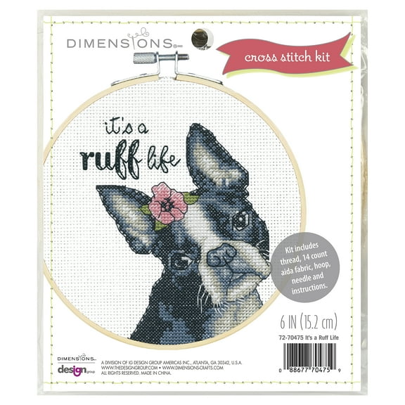 Dimensions Ruff Life Counted Cross Stitch Kit, 6" Diameter, for Ages 12 and Up
