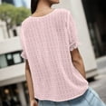 thumbnail image 4 of Godom Elegant Women Casual Plain Short Sleeve V Neck Lace T-Shirt Blouse Tops, Pink,XL, 4 of 4