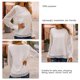 thumbnail image 5 of Blusa de gasa blanca de manga larga con cuello redondo y puños con farol: estilo ideal para la oficina, talla S, 5 of 6