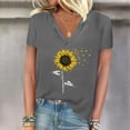 thumbnail image 4 of Camisetas de Manga Corta para las Mujeres, Impresión de Cuello en V Camiseta Casual Top Hecho de 95% Poliéster 5% Spandex para el Uso Diario de Primavera Verano, Camisetas para las Mujeres Casual, 4 of 4