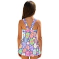 thumbnail image 5 of COEQINE Girls Tank One Piece Swimsuit with Flowy Skirt & Built-In Brief, U-Neck & V-Shaped Back Bathing Suit, Playful Swim Dress for Girls 6-7 Years, Easter Egg Hippie Flower, 5 of 8