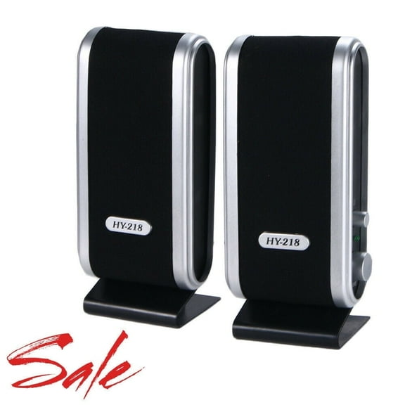 Mini Computer Speakers, 6W Wired USB Powered Stereo Sound Speaker with 3.5mm Aux Jack Audio for PC Laptop Desktop TV