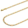 Wellingsale 14k Tri 3 Color Gold Polished Solid 4mm Valentino Star/Edge Diamond Cut Chain Necklace - 24"