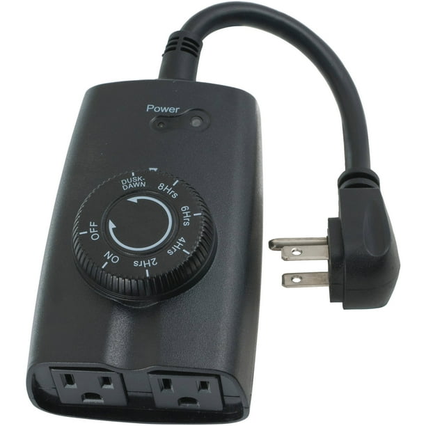 1250 Watt Outdoor Light Sensing Timer With 2 Grounded Outlets