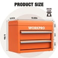 thumbnail image 3 of WORKPRO Mini Metal Tool Box with 2 Drawers and Top Storage, Small Tool Chest with PVC Liners and PP Feet Pads, Cold Rolled Steel Toolbox with Magnetic Tab, Yellow, 3 of 8